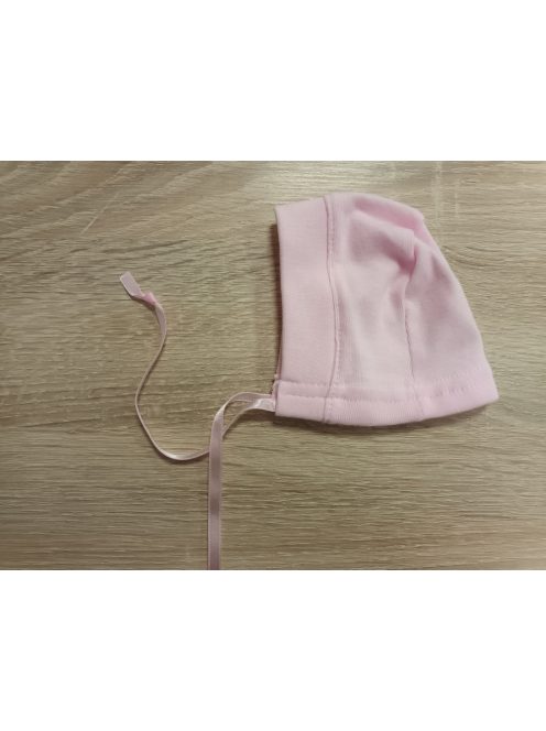 Pamut megkötős cérna sapka újszülött méretben-rózsaszín