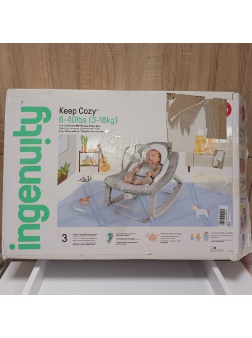 Az Ingenuity Keep Cozy 3 az 1-ben Grow with Me vibrációs babapihenőszék, vibrációs 0-18 kg