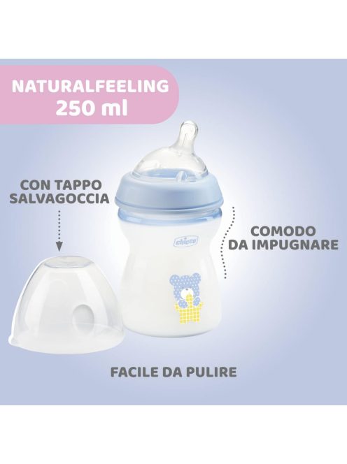 Chicco Natural Feeling Anti-Colic cumisüveg, 2hó+, 250 ml. OUTLET termék 