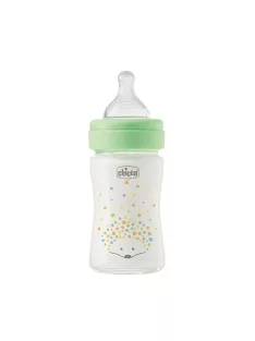 Chicco Perfect Easy Slow ÜVEG cumisüveg, puha szilikon fizioterápiás cumival 150 ML - OUTLET termék
