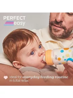 Chicco Perfect Easy Slow ÜVEG cumisüveg, puha szilikon fizioterápiás cumival 150 ML - OUTLET termék