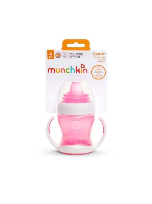 Munchkin tanulópohár Gentle 118ml 4hó rózsaszín