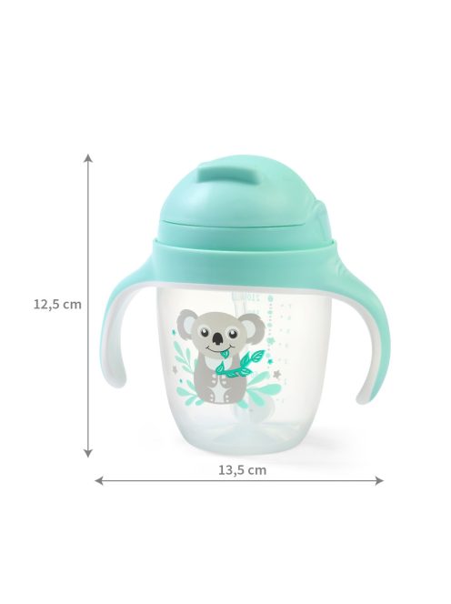 BabyOno itatópohár szívószállal füllel 240ml menta 1464/03