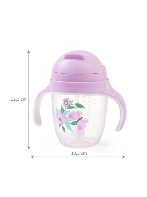 BabyOno itatópohár szívószállal füllel 240ml lila 1464/05