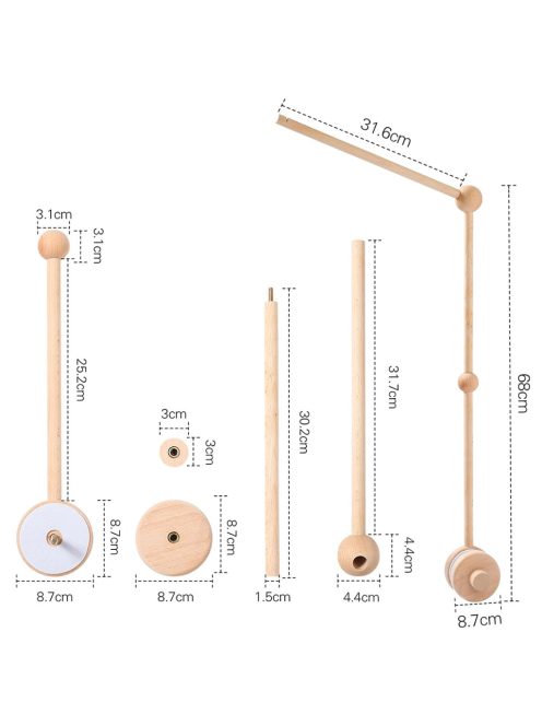 Auauraintt mobiltartó babaágyhoz, fából készült baba mobilállvány, gyerekszoba dekoráció, akasztós szélcsengőhöz, ágyharang, babaágyjátékok