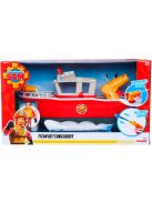 Simba 109252580 Fireman Sam Fire Boat Titanium, 32 cm, úszó játékhajó, 3 éves kortól, játszható szárazföldön és vízben, fürdőjáték vízágyúkkal és figurával