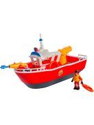 Simba 109252580 Fireman Sam Fire Boat Titanium, 32 cm, úszó játékhajó, 3 éves kortól, játszható szárazföldön és vízben, fürdőjáték vízágyúkkal és figurával