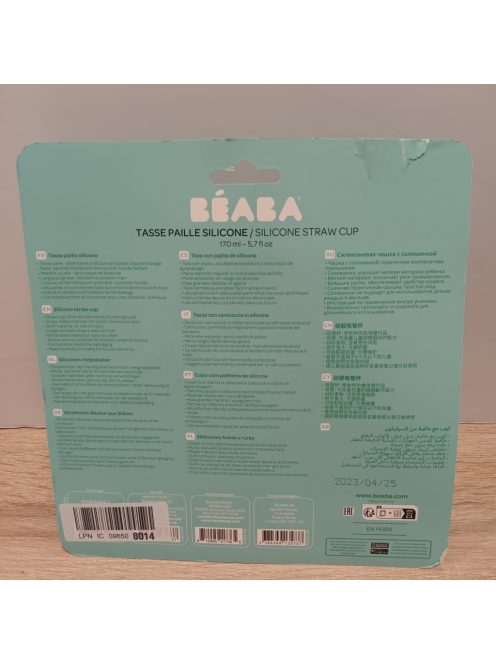 BÉABA szilikon szívószálas itató kefével-zöld OUTLET termék