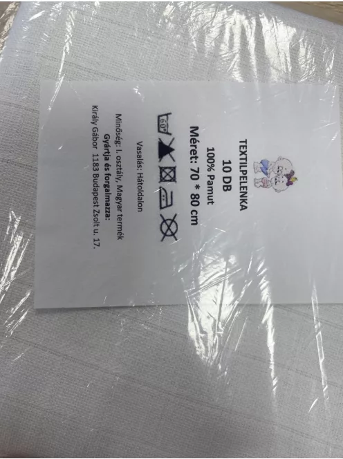 Klasszikus Textilpelenka 70×80cm-es fehér színben, 10db-os kiszerelés