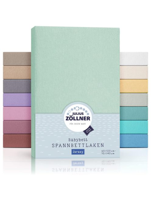 Julius Zöllner Jersey gumis lepedő 2 db babaágyhoz, zöld OUTLET  termék