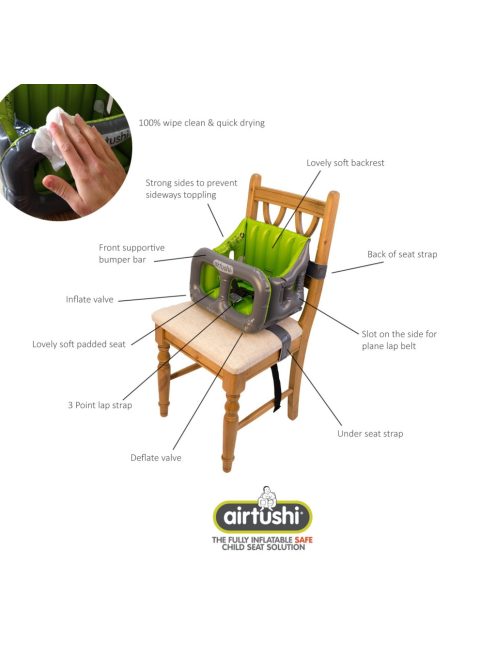 Airtushi felfújható, hordozható etetőszék OUTLET termék