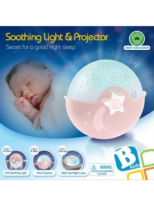 Infantino nyugtató fény és projektor rózsaszín. OUTLET termék