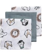 Muszlin büfiztető kendő, 3 db-os készlet, 30x30cm OUTLET termék