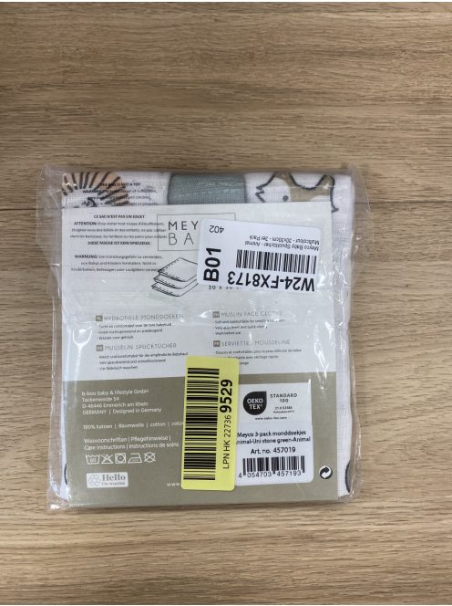 Muszlin büfiztető kendő, 3 db-os készlet, 30x30cm OUTLET termék