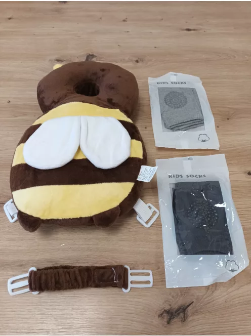 Babafejvédő méhecskés fejvédő térdvédőkkel, 4-24 hó, OUTLET termék