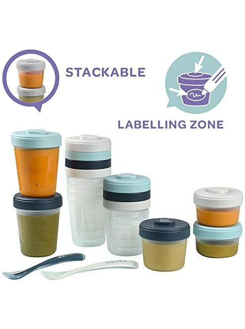 Béaba 11 db-os tárolóedény és 1db szilkon kanál szett, OUTLET termék