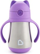 Munchkin Cool Cat rozsdamentes acél szívószálas itatópohár, OUTLET termék