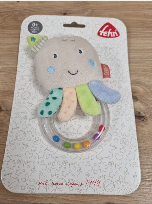 Fehn plüss polipos csörgő gyűrű játék, OUTLET termék