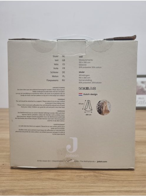 Jollein Vintage Fehér baldachin függöny-155cm-es, OUTLET termék