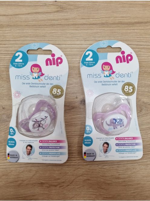 Nip Miss Denti fogszabályozós cumi 2-es méret 2db, OUTLET termék