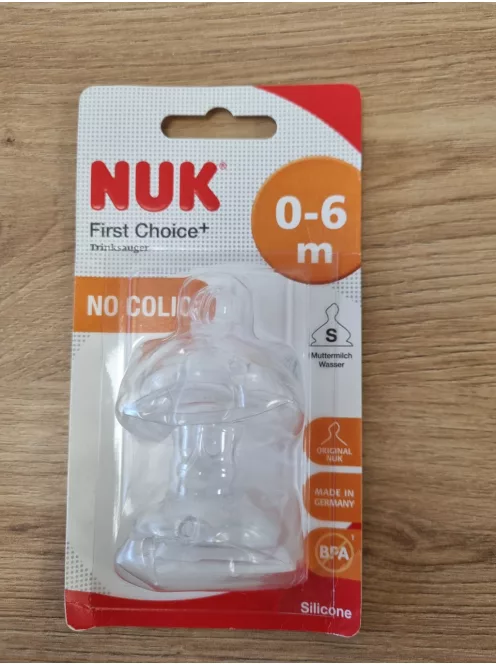NUK First Choice+ kólika elleni, szilikon etető cumifej 0-6HÓ- Outlet termék