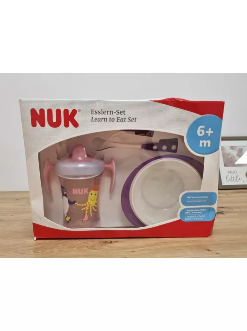Nuk étkészlet itatópohárral, szúszásmentes tállal és 2 db kanállal, OUTLET termék