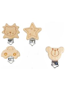 4db állatmintás fa cumicsipesz, OUTLET termék