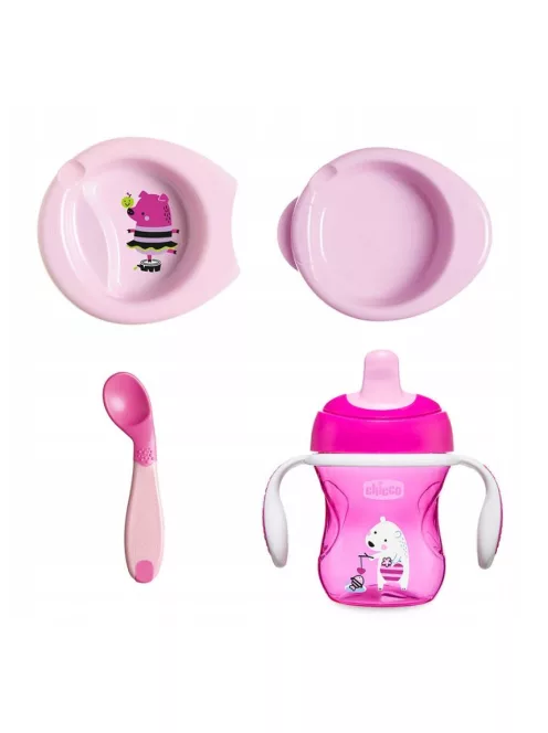Chicco 4 db-os étkészlet-pink, OUTLET termék