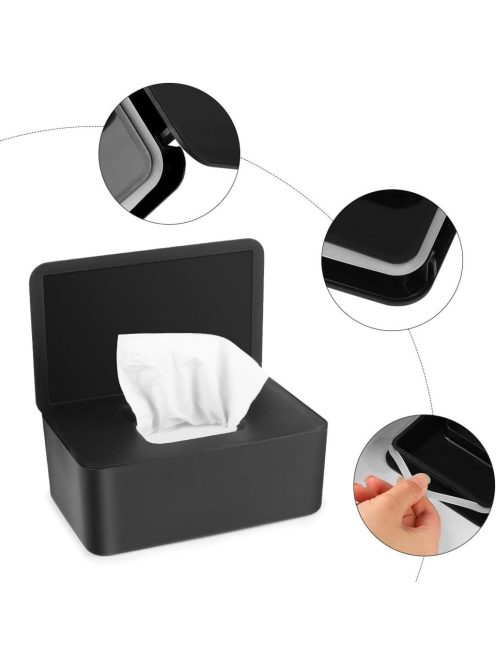 Törlőkendő tartó doboz- fekete OUTLET termék