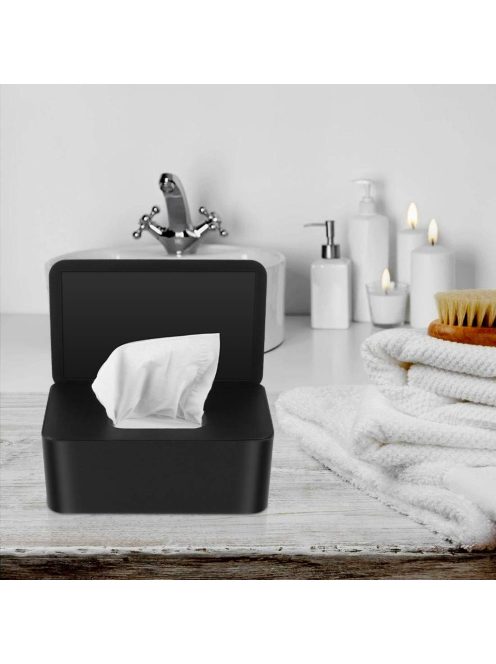 Törlőkendő tartó doboz- fekete OUTLET termék