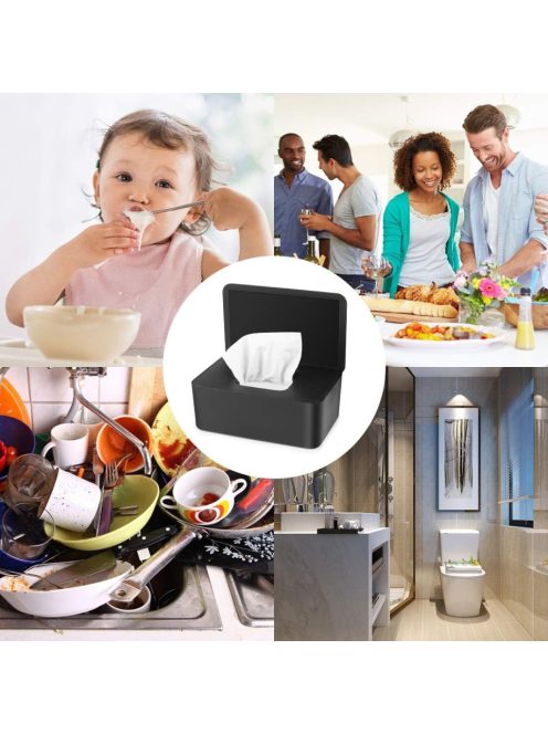 Törlőkendő tartó doboz- fekete OUTLET termék