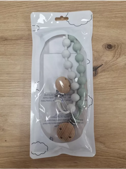 BebeCalin szilikon cumitartó fa csipesszel- 2 db-os szett, OUTLET termék