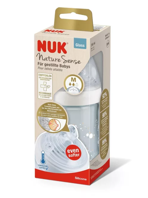 Nuk Nature Sense hőérzékelős üveg cumisüveg, 240 ml, OUTLET termék