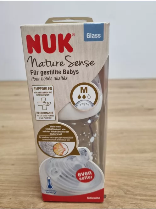 Nuk Nature Sense hőérzékelős üveg cumisüveg, 240 ml, OUTLET termék
