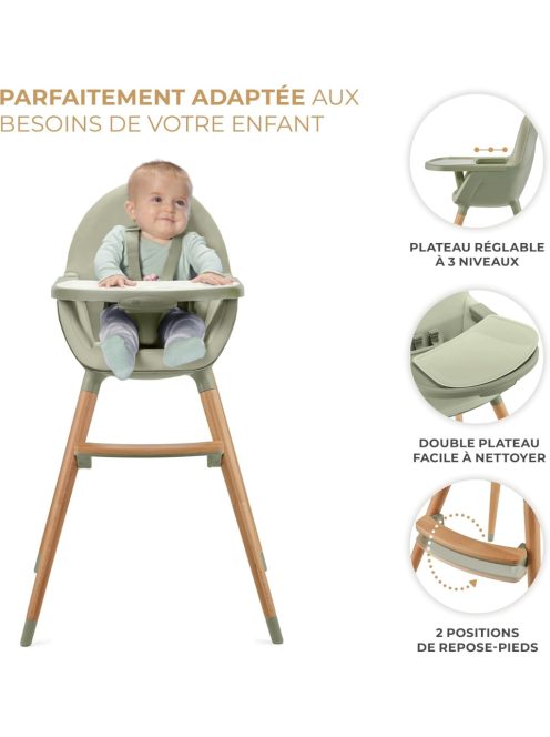 Kinderkraft FINI 2 baba etetőszék, 2 az 1-ben zöld. OUTLET termék