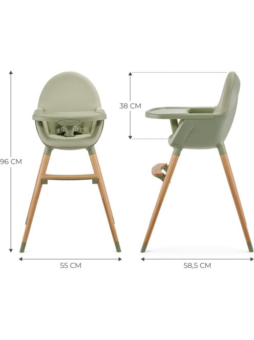 Kinderkraft FINI 2 baba etetőszék, 2 az 1-ben zöld. OUTLET termék