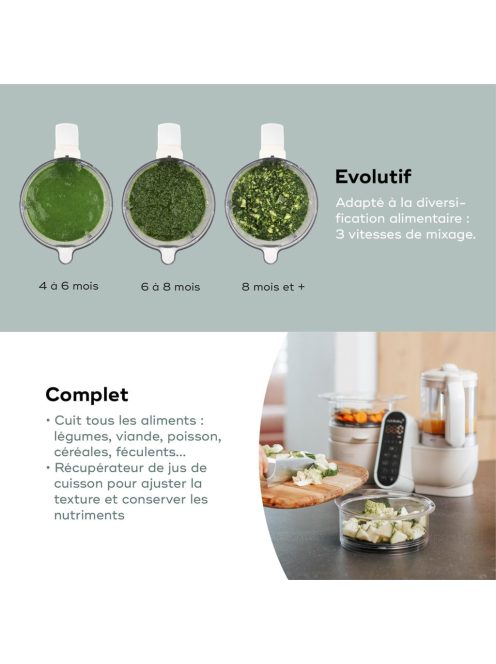 Babymoov Nutribaby Plus turmix és páróló bébiétel-készítő - fehér, OUTLET termék