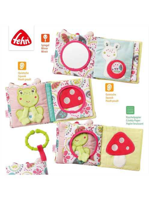 Fehn plüss bébikönyv felakasztható- pink. OUTLET termék