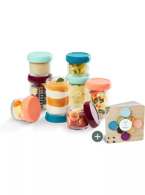 Babymoov üveg tárolóedények tetővel-8 db OUTLET termék , 4x220ml & 4x100ml- OUTLET termék