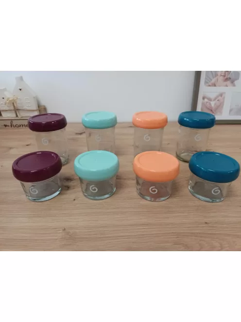 Babymoov üveg tárolóedények tetővel-8 db OUTLET termék , 4x220ml & 4x100ml- OUTLET termék