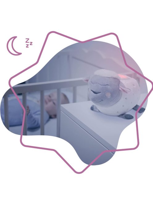 Badabulle Lulu a bárány zenélő és világító plüss, OUTLET termék