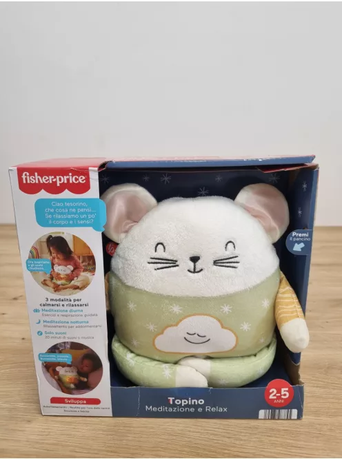 Fisher-Price meditáló egér plüss OLASZ nyelvű, OUTLET termék