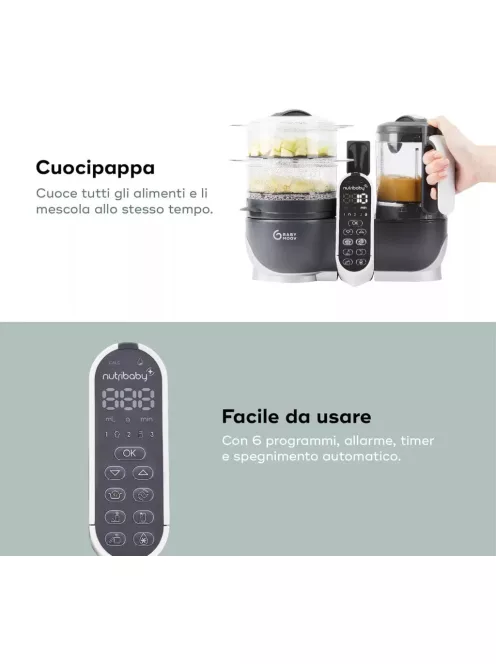Babymoov Nutribaby Plus turmix és páróló bébiétel-készítő - szürke, OUTLET termék
