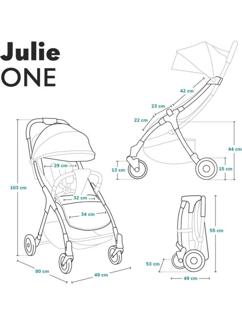 LIONELO Julie One Könnyű babakocsi 0 hó- 22 kg- ig - Outlet termék
