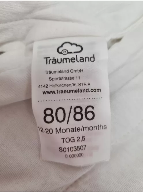 Träumeland téli hálózsák, vatelinnel bélelt, pamut, 80-86-os méret TOG 2,5 - OUTLET termék