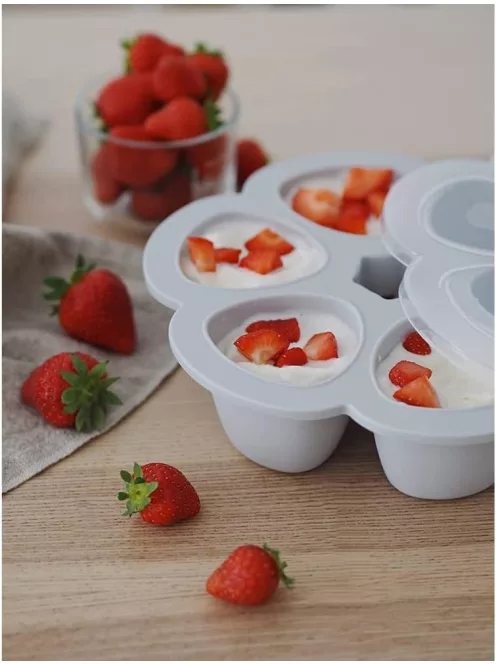 BÉABA Prémium minőségű szilikonos ételtartó - szürke, 6x150 ml, OUTLET termék