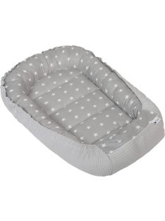   Baba fészek 100% pamut-szürke csillagos-gofri. OUTLET termék