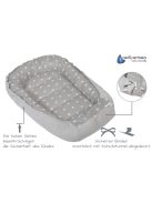 Baba fészek 100% pamut-szürke csillagos-gofri. OUTLET termék
