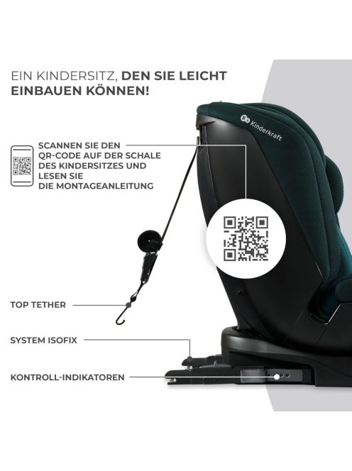  Kinderkraft Xpedition2 I-size autósülés 40-150 cm – Zöldeskék. OUTLET termék