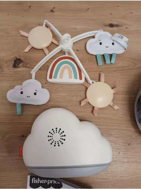 Fisher-Price szivárványos zenélő forgó kiságyra, OUTLET termék
